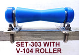 KEEL ROLLER- 200MM POLYETHYLENE ROLLERS WITH 'T' BRACKET TO SUIT 19MM SHAFT + 2 X END CAPS