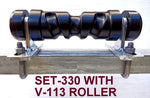 200MM POLYURETHANE ROLLER WITH 'T' BRACKET & 16MM S/STEEL SHAFT