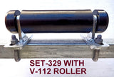 200MM POLYURETHANE ROLLER WITH 'T' BRACKET & 16MM S/STEEL SHAFT