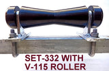 200MM POLYURETHANE ROLLER WITH 'T' BRACKET & 16MM S/STEEL SHAFT