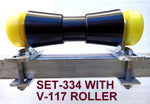 200MM POLYURETHANE ROLLER WITH 'T' BRACKET & 16MM S/STEEL SHAFT