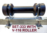 200MM POLYURETHANE ROLLER WITH 'T' BRACKET & 16MM S/STEEL SHAFT