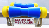 KEEL ROLLER POLYETHYLENE + 3 HOLE BRACKET + END CAPS WITH 16MM SHAFT