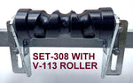 BOAT TRAILER KEEL ROLLER WITH SPLIT BRACKET, 'U' BOLTS & 16MM SHAFT