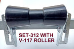 BOAT TRAILER KEEL ROLLER WITH SPLIT BRACKET, 'U' BOLTS & 16MM SHAFT