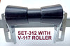 BOAT TRAILER KEEL ROLLER WITH SPLIT BRACKET, 'U' BOLTS & 16MM SHAFT