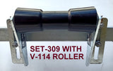 BOAT TRAILER KEEL ROLLER WITH SPLIT BRACKET, 'U' BOLTS & 16MM SHAFT