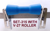 TRAILER KEEL ROLLER WITH SPLIT BRACKET, 'U' BOLTS & 16MM SHAFT FOR BOAT TRAILERS