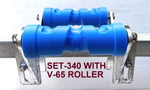 BOAT TRAILER DOUBLE ACTION KEEL POLYETHYLENE ROLLER + 3-HOLE BRACKET + 16MM SHAFT