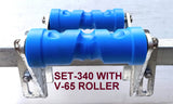 BOAT TRAILER DOUBLE ACTION KEEL POLYETHYLENE ROLLER + 3-HOLE BRACKET + 16MM SHAFT