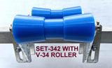 BOAT TRAILER DOUBLE ACTION KEEL POLYETHYLENE ROLLER + 3-HOLE BRACKET + 16MM SHAFT