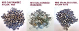 M10  STAINLESS STEEL/ GALVANISED NYLOK NUTS & WASHERS