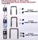 ' U ' BOLTS- 'M10 X FULLY GALVANIZED WITH 2 -HOLE BACKPLATE TO CLAMP.