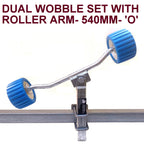 WOBBLY ROLLER SUPER HEAVY DUTY SETS FOR BOAT TRAILERS WITH BLUE WOBBLE ROLLERS.