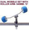 WOBBLY ROLLER SUPER HEAVY DUTY SETS FOR BOAT TRAILERS WITH BLUE WOBBLE ROLLERS.