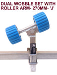 WOBBLY ROLLER SUPER HEAVY DUTY SETS FOR BOAT TRAILERS WITH BLUE WOBBLE ROLLERS.