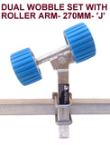 WOBBLY ROLLER SUPER HEAVY DUTY SETS FOR BOAT TRAILERS WITH BLUE WOBBLE ROLLERS.