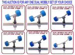 WOBBLY ROLLER SUPER HEAVY DUTY SETS FOR BOAT TRAILERS WITH BLUE WOBBLE ROLLERS.