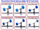 WOBBLY ROLLER SUPER HEAVY DUTY SETS FOR BOAT TRAILERS WITH BLUE WOBBLE ROLLERS.