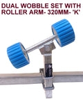 WOBBLY ROLLER SUPER HEAVY DUTY SETS FOR BOAT TRAILERS WITH BLUE WOBBLE ROLLERS.