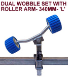 WOBBLY ROLLER SUPER HEAVY DUTY SETS FOR BOAT TRAILERS WITH BLUE WOBBLE ROLLERS.
