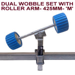 WOBBLY ROLLER SUPER HEAVY DUTY SETS FOR BOAT TRAILERS WITH BLUE WOBBLE ROLLERS.