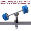 WOBBLY ROLLER SUPER HEAVY DUTY SETS FOR BOAT TRAILERS WITH BLUE WOBBLE ROLLERS.