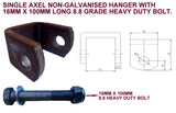 LEAF SPRING SINGLE AXLE NON-GALVANISED HANGER & SLIPPER FOR TRAILERS