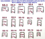 M12 X FULLY GALVANIZED ' U ' BOLTS FOR ALL SIZES CROSS BAR/ TUBE/CROSS SECTION.