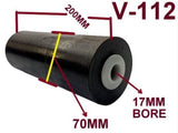 200MM POLYURETHANE ROLLER WITH 'T' BRACKET & 16MM SHAFT.