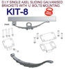 BOAT TRAILER FRONT & REAR LEAF SPRING SINGLE AXLE HANGER WITH 4-HOLE ‘U’ BOLT ON