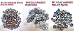 M12  STAINLESS STEEL/ GALVANISED NYLOK NUTS & WASHERS