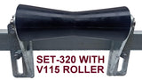 KEEL ROLLER WITH 3-HOLE BRACKET, 'U' BOLTS & 16MM SHAFT TO SUIT