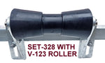 KEEL ROLLER-POLYURETHANE ROLLERS WITH 3-HOLE BRACKET & 19MM S/STEEL SHAFT.