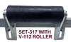 KEEL ROLLER WITH 3-HOLE BRACKET, 'U' BOLTS & 16MM SHAFT TO SUIT