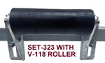 KEEL ROLLER-POLYURETHANE ROLLERS WITH 3-HOLE BRACKET & 19MM S/STEEL SHAFT.