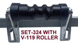 KEEL ROLLER-POLYURETHANE ROLLERS WITH 3-HOLE BRACKET & 19MM S/STEEL SHAFT.