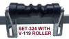 KEEL ROLLER-POLYURETHANE ROLLERS WITH 3-HOLE BRACKET & 19MM S/STEEL SHAFT.