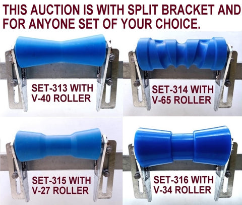 TRAILER KEEL ROLLER WITH SPLIT BRACKET, 'U' BOLTS & 16MM SHAFT FOR BOAT TRAILERS