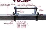 HEAVY DUTY POLYURETHANE ROLLER WITH 'T' BRACKET & 19MM S/STEEL SHAFT