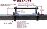 KEEL ROLLER-300MM SELF CANTERING WITH ‘T’ BRACKET, ‘U’ BOLTS & END CAPS