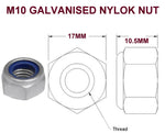 M10  STAINLESS STEEL/ GALVANISED NYLOK NUTS & WASHERS