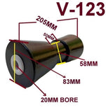 KEEL ROLLER-200MM POLYURETHANE ROLLER WITH 'T' BRACKET & 19MM S/STEEL SHAFTT