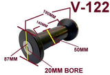 KEEL POLYURATHANE ROLLERS 200MM LONG + 3 HOLE BRACKET + END CAPS WITH19MM SHAFT