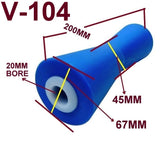 KEEL ROLLER- 200MM POLYETHYLENE ROLLERS WITH 'T' BRACKET TO SUIT 19MM SHAFT