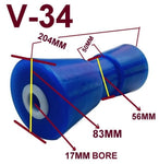 BOAT TRAILER DOUBLE ACTION KEEL POLYETHYLENE ROLLER + 3-HOLE BRACKET + 16MM SHAFT