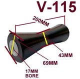 KEEL ROLLERS- 190MM TO 205MM POLYURETHANE ROLLER WITH 16MM SHAFT.