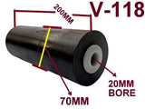 BOAT KEEL ROLLER-POLYURETHANE ROLLERS WITH UP LIFT BRACKET & 19MM S/STEEL SHAFT.