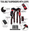 TOOL BELT-LEATHER DOUBLE POUCH TOOL BELT DOUBLE WITH 4 POCKETS SLIDABLE ON BELT