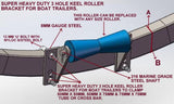 KEEL ROLLER SUPER HEAVY-DUTY 3 HOLE BRACKET FOR BOAT TRAILERS WITH i6MM OR 19MM SHAFT.